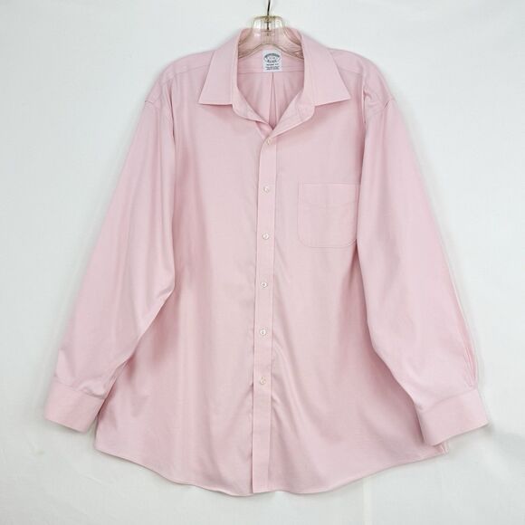 Brooks Brothers 1818 Regent Mens 17-33 Pink Dress Shirt Non-Iron Supima Cotton - Picture 13 of 16